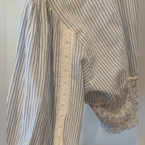 NWT Free People Pinstripe Long Sleeve Ruffle Crop Top Size: S/P MSRP:88 - Picture 6 of 11